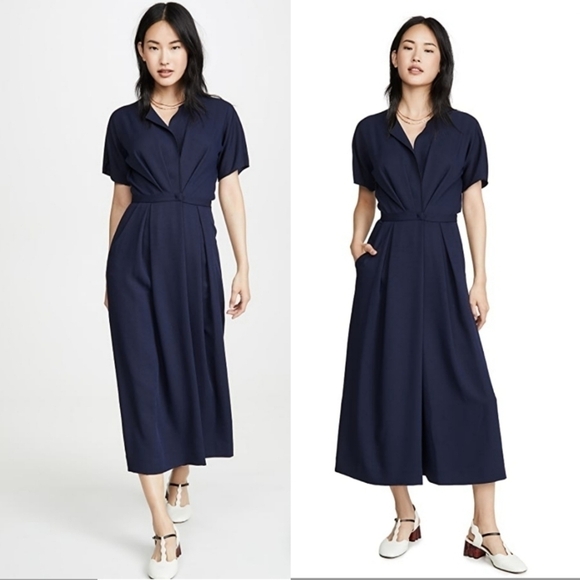 New Rachel Comey Ardent Split Neck Wide Leg Pebble Midnight Jumpsuit NWT Size 0 - Picture 6 of 17